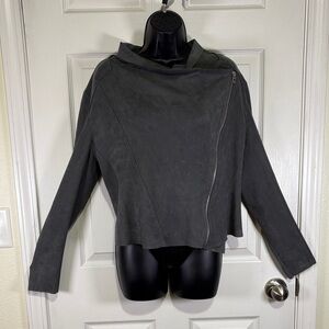 BLANKNYC Women’s Gray Asymmetrical Moto Zip Jacket Size Medium